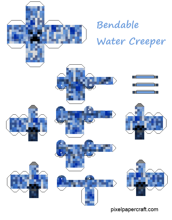minecraft papercraft blue creeper